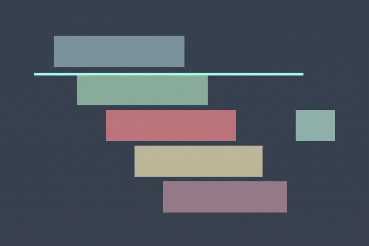 Flat diagram of stepped bars narrowing down the page with a cap line cutting across, representing a form’s line-by-line math.